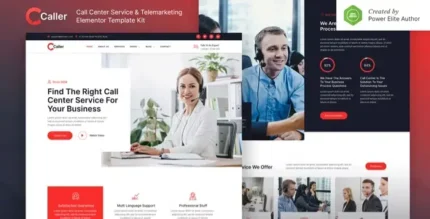 Callerr – Call Center Service & Telemarketing Elementor Template Kit - GPLRock.Com