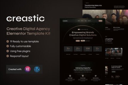 Creastic - Creative Digital Agency Elementor Template Kit - GPLRock.Com