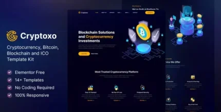 Cryptoxo – Cryptocurrency Blockchain & Bitcoin Elementor Template Kit - GPLRock.Com
