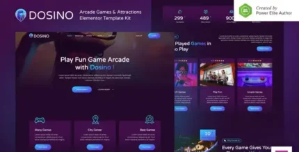 Dosino – Arcade Games & Attractions Elementor Template Kit - GPLRock.Com
