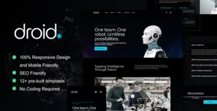 Droid – Robotics & Technology Services Elementor Template Kit - GPLRock.Com
