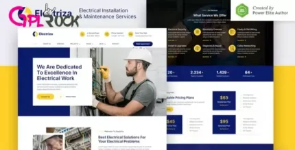 Electriza – Electrical Installation & Maintenance Services Ele…or Template Kit - GPLRock.Com