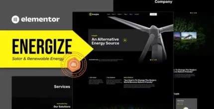 Energize – Solar & Renewable Energy Elementor Template Kit - GPLRock.Com