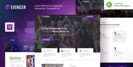 Evenizer – Event Planner & Organizer Elementor Template Kit - GPLRock.Com