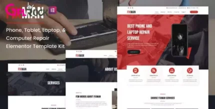 Fixman – Smartphone & Laptop PC Repair Elementor Kit - GPLRock.Com