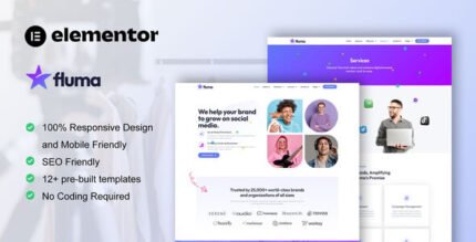Fluma - Influencer Marketing Agency Elementor Pro Template Kit - GPLRock.Com