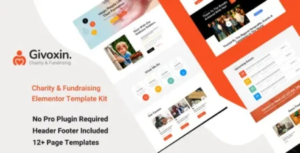 Givoxin – Charity Elementor Template Kit - GPLRock.Com