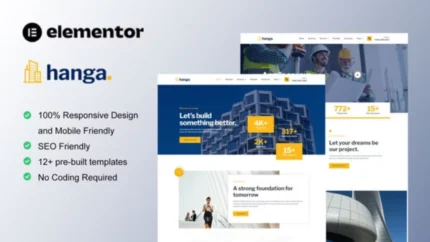 Hanga - Construction & Building Elementor Template Kit - GPLRock.Com