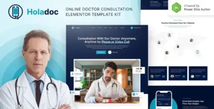 Holadoc – Online Doctor Consultation Elementor Template Kit - GPLRock.Com