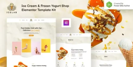 Icelab – Ice Cream & Frozen Yogurt Shop Elementor Template Kit - GPLRock.Com