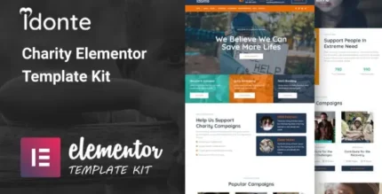 iDonte – Charity Non-Profit Elementor Template Kit - GPLRock.Com