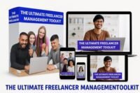 Visual overview of the Ultimate Freelancer Business Toolkit featuring editable Excel templates for accounting, HR, cash flow, and project management