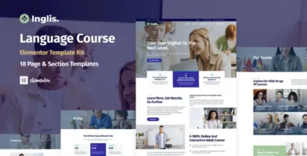 Inglis – Language Course WordPress Elementor Template Kit - GPLRock.Com