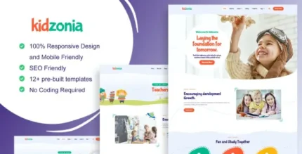 Kidzonia – Kindergarten & Child Care Elementor Template Kit - GPLRock.Com