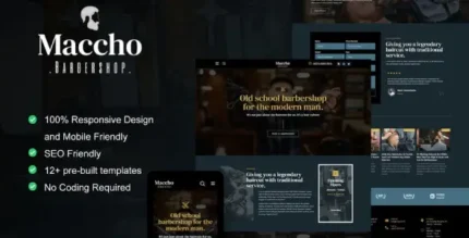 Maccho – Gentlemen Barbershop Elementor Template Kit - GPLRock.Com
