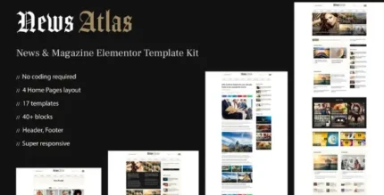 NewsAtlas – News & Magazine Elementor Template Kit - GPLRock.Com