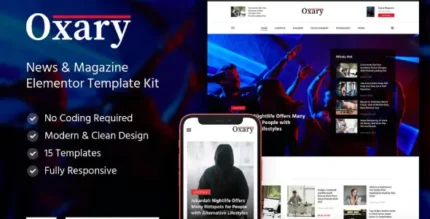 Oxary – News & Magazine Elementor Template Kit - GPLRock.Com
