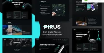PIRUS – Dark Digital Agency Elementor Template Kit - GPLRock.Com