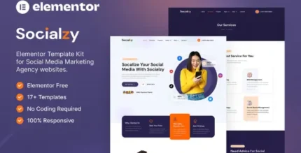 Socialzy – Social Media Marketing Agency Elementor Template Kit - GPLRock.Com