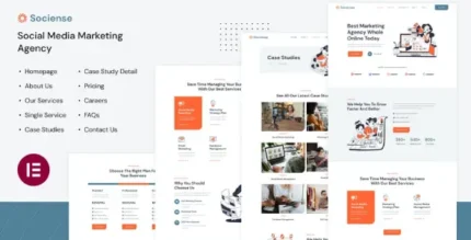 Socience Social Media Marketing Agency Elementor Template Kit - GPLRock.Com