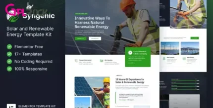 Syngenic – Solar & Renewable Energy Elementor Template Kit - GPLRock.Com
