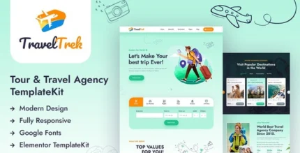 Travel Trek - Tour and Travel Agency Elementor Template Kit - GPLRock.Com