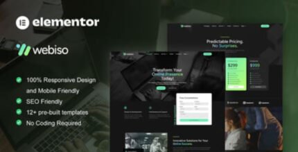 Webiso - Dark Digital Agency Elementor Template Kit - GPLRock.Com