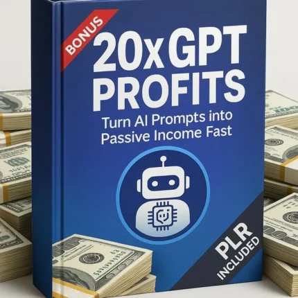 20x Prompt Systems digital product builder kit showing editable templates, PLR license, bonus content and a guide to create 20 AI-powered products