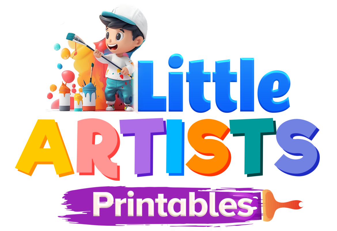 Little Artist Printables PLR bundle showing 500+ kids activity sheets across 10 popular themes like animals, alphabets, cartoons, and more for resale.