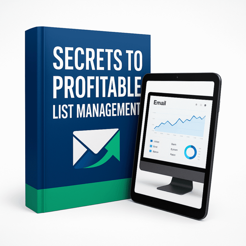 Secrets to Profitable List Management PLR guide showing how to build, manage, and monetize email lists for profit with templates and bonuses