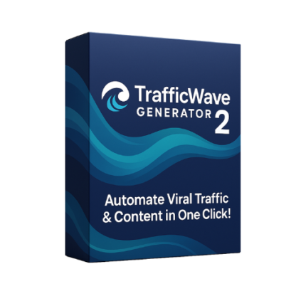 User dashboard of TrafficWave Generator 2 Pinterest traffic tool showing automated video pin creation, campaign scheduling, and AI content generation features for digital marketers