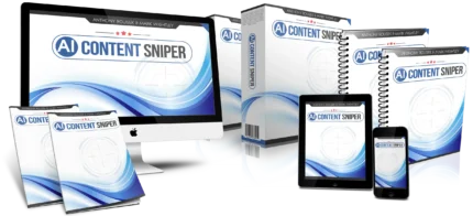 Screenshot of AI Content Sniper automated blogging system showing how the tool builds, writes, and ranks affiliate blogs with AI for unlimited traffic and commissions.