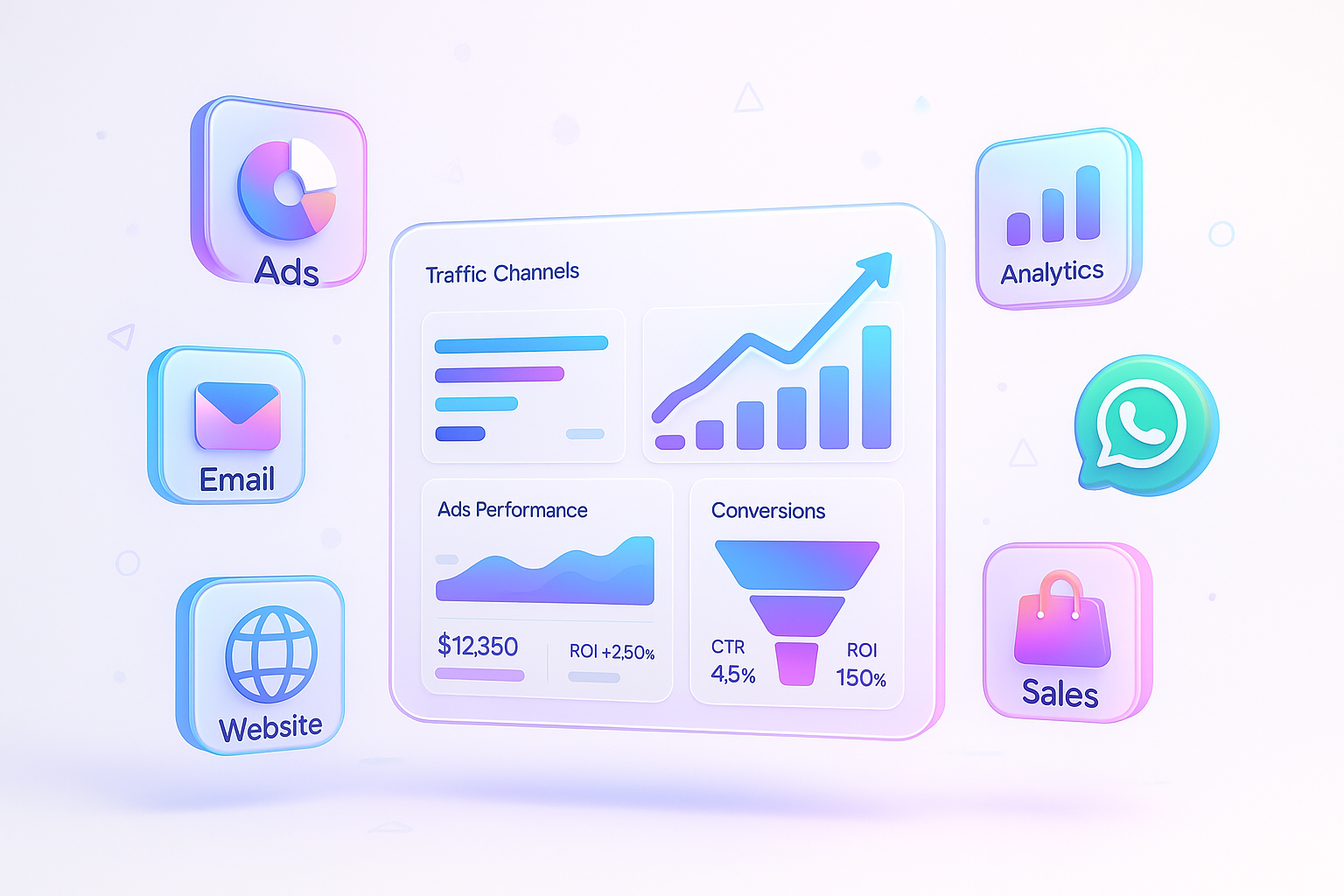 Premium digital marketing services ResoCraft dashboard illustration