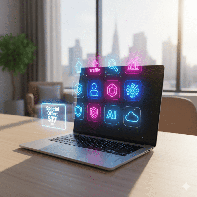 A visual representation of the 2026 Profit Edge Price bundle featuring 14 AI business tools for a special discount.