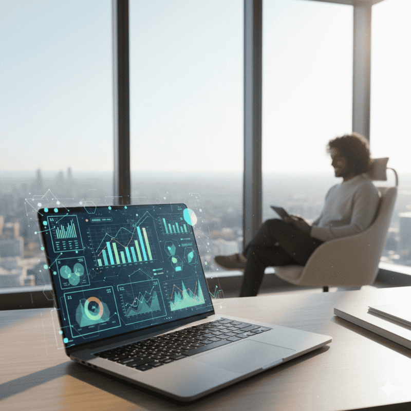 A professional home office setup illustrating the Best AI Side Hustles USA for 2026.