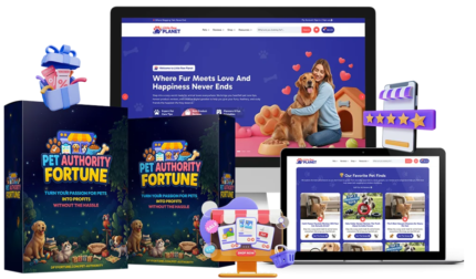 A professional display of the Pet Authority Fortune website system showing mobile and desktop responsiveness.